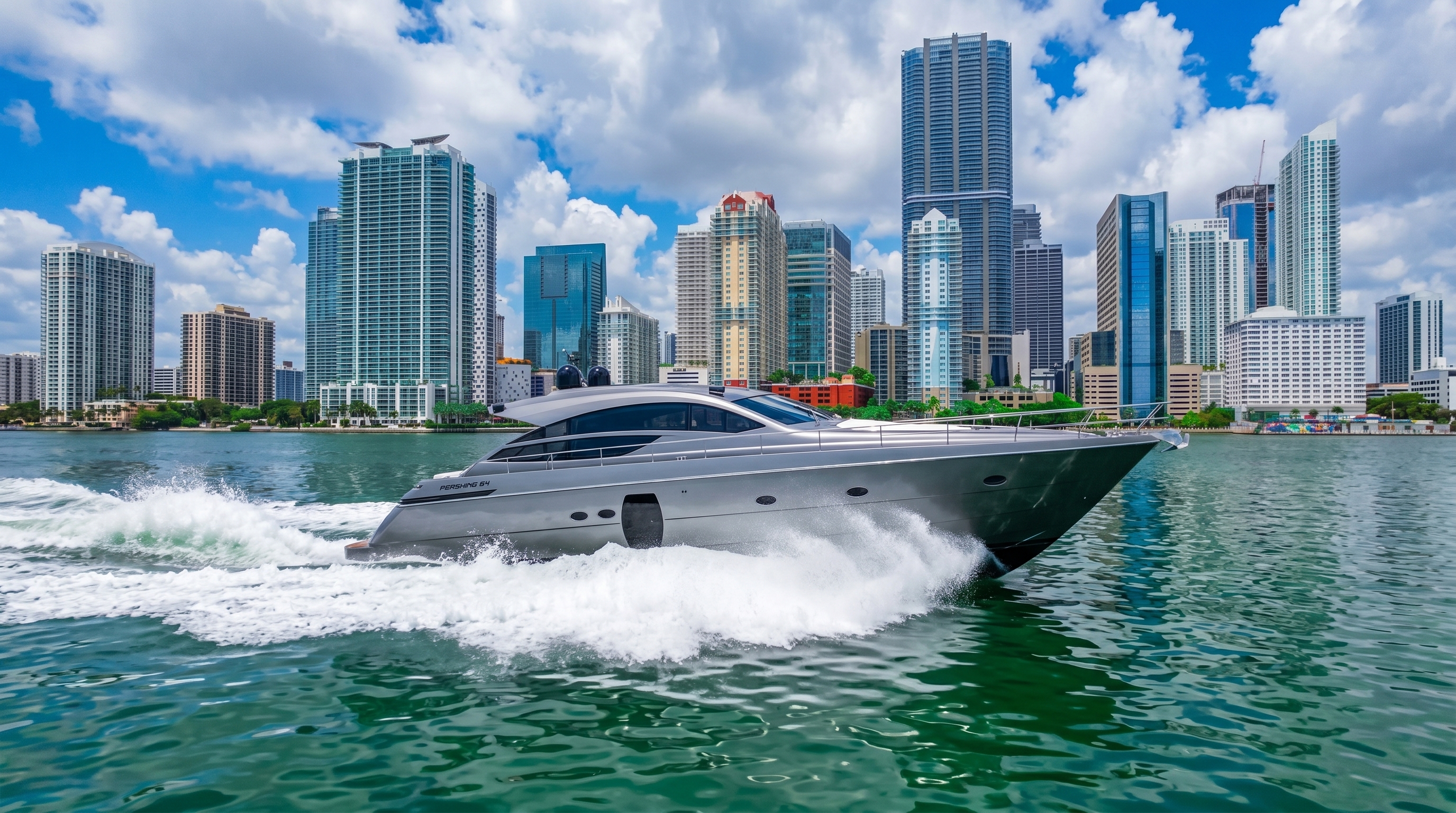 Pershing 64 underway
