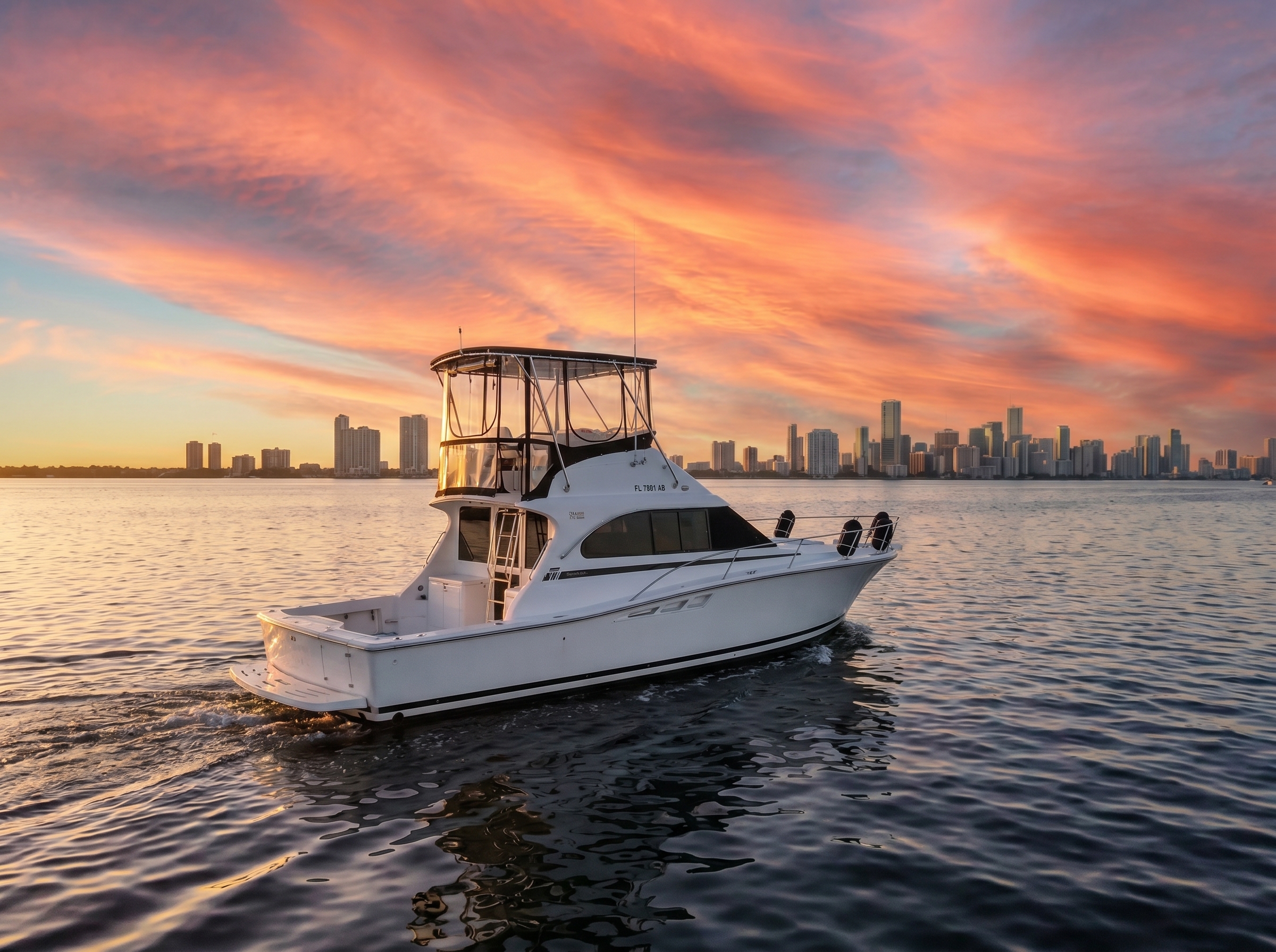 Pienezza cruising Miami sunset