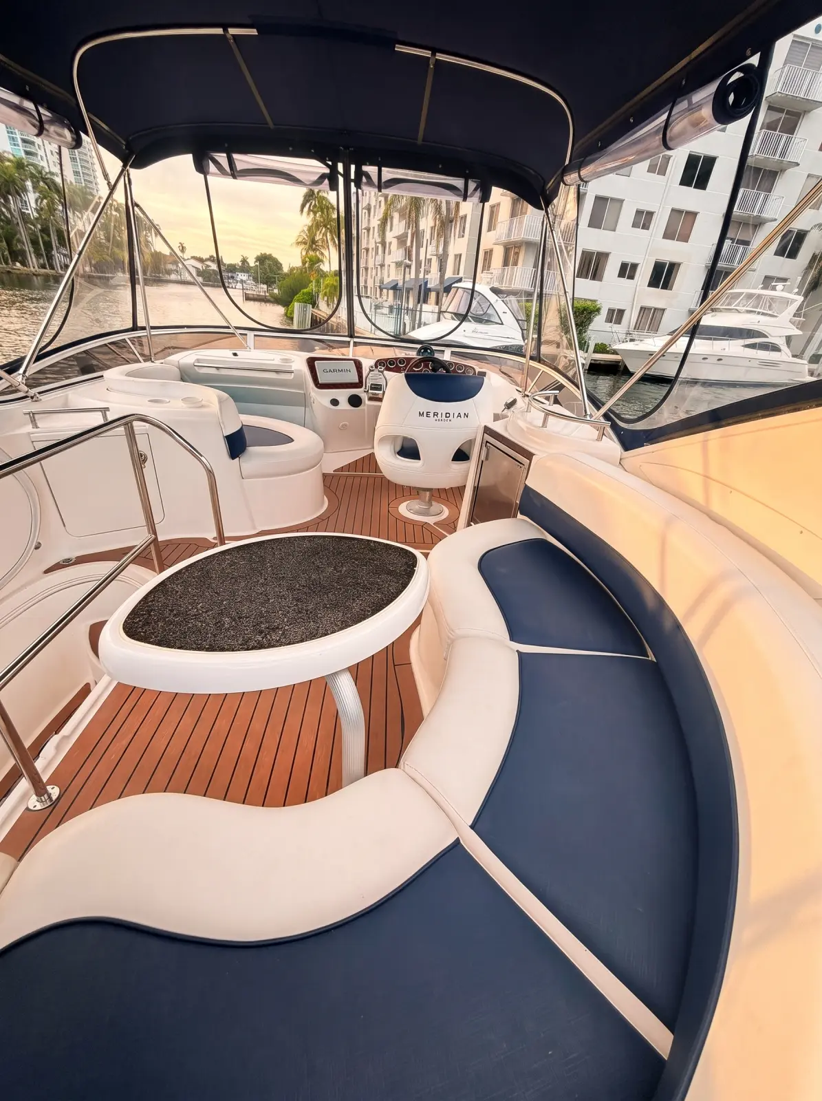The flybridge of the Meridian