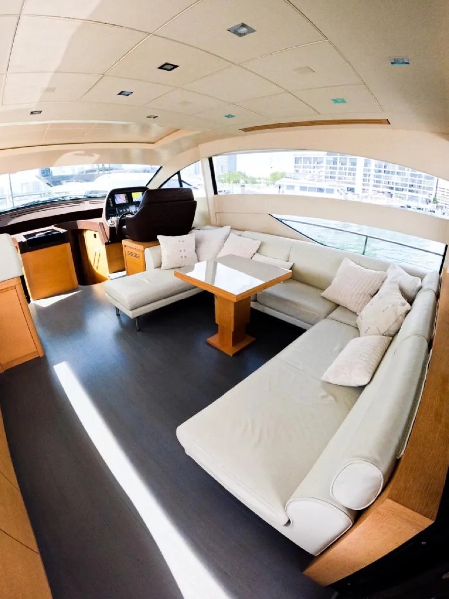 The cream leather salon of the Pershing